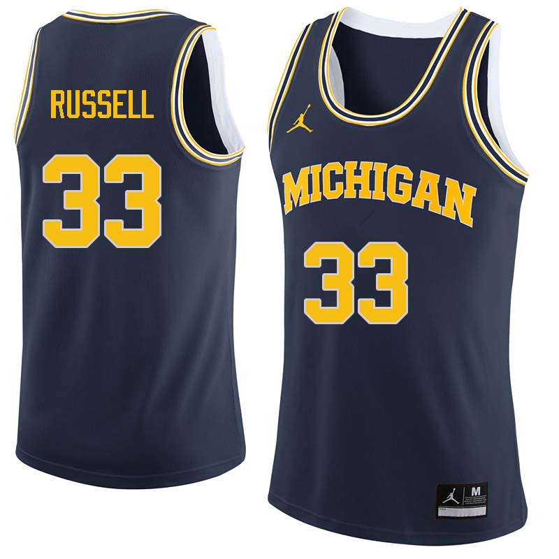Men #33 Cazzie Russell Michigan Wolverines College Basketball Jerseys Sale-Navy